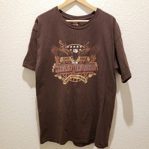 Harley Davidson Arrowhead Peoria, AZ short sleeve t-shirt - sz L Brown